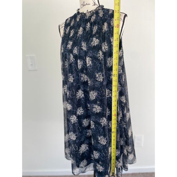 JOIE BALTIC MIDI DRESS BLACK/GRAY FLORAL FLOWY SMOCKED LACE SZ S RUFFLE NECK - Picture 8 of 16